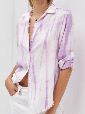 Cloth & Stone for Anthropologie button-down shirt Purple Tie Dye Size Small